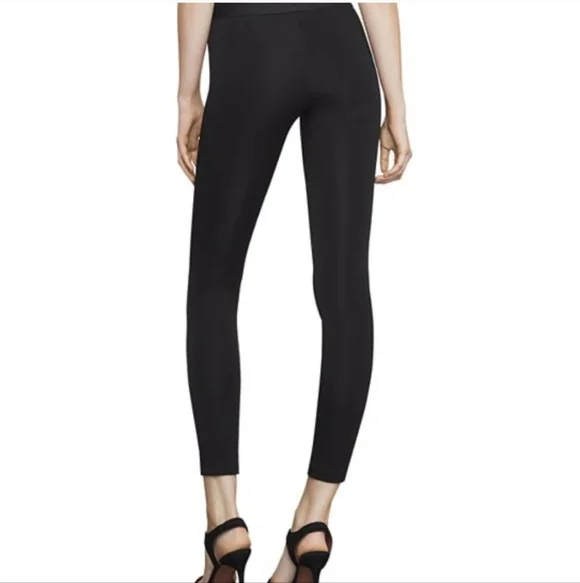 EUC Black BCBG MAXAZRIA Ankle Length Mid-Rise Leggings Ponte Pants S Back Zip - Picture 2 of 15